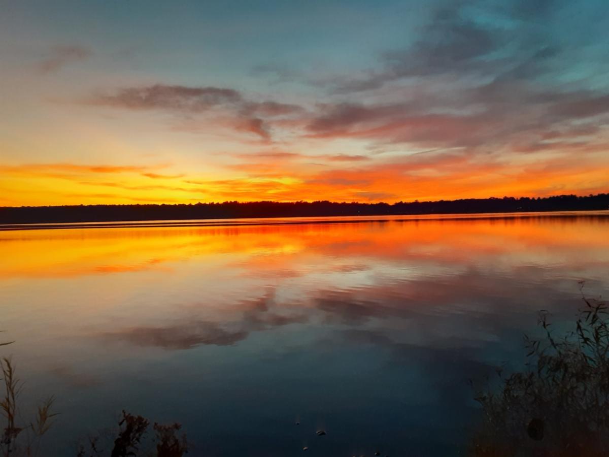 peaceful lake at sunset